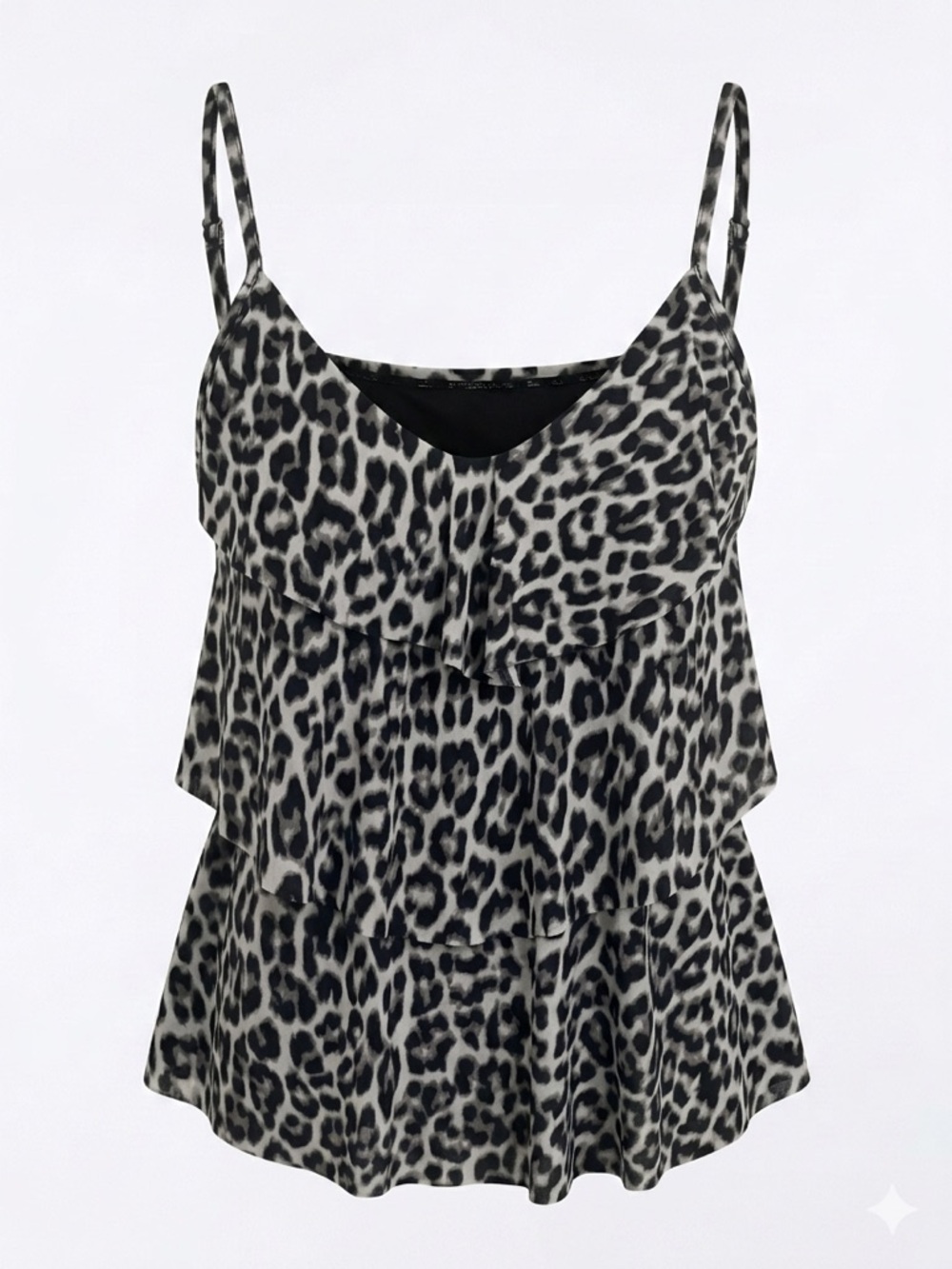 Aqua Green Leopard Print Adjustable Strap Swim Top Size L